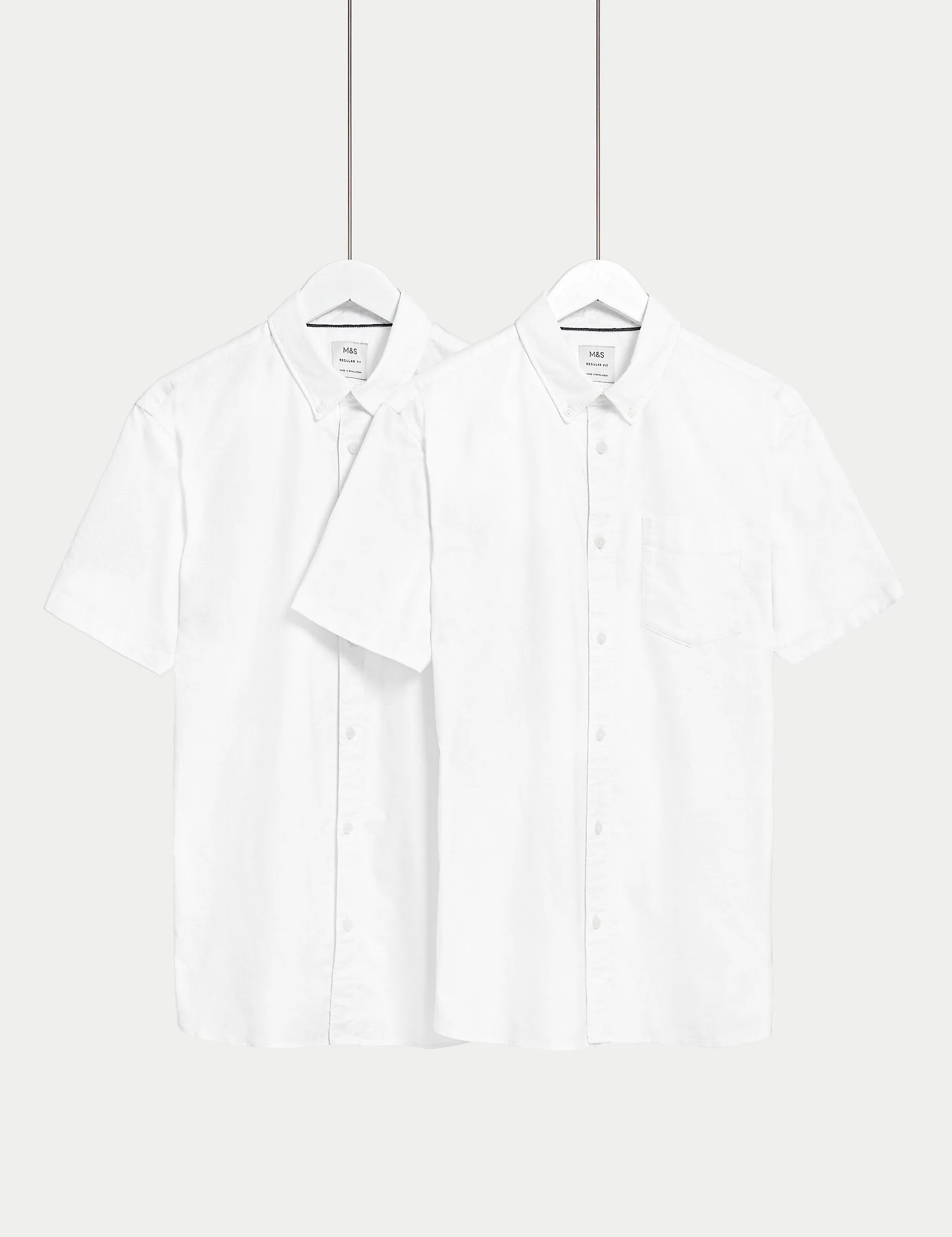 2 Pairs of Marks & Spencer Pure Cotton Oxford Shirts, White