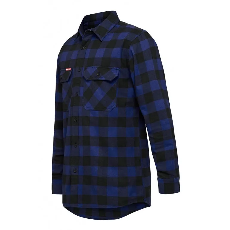 2 x Mens Hard Yakka Foundation New Check Flannel Shirt Blue Y07295