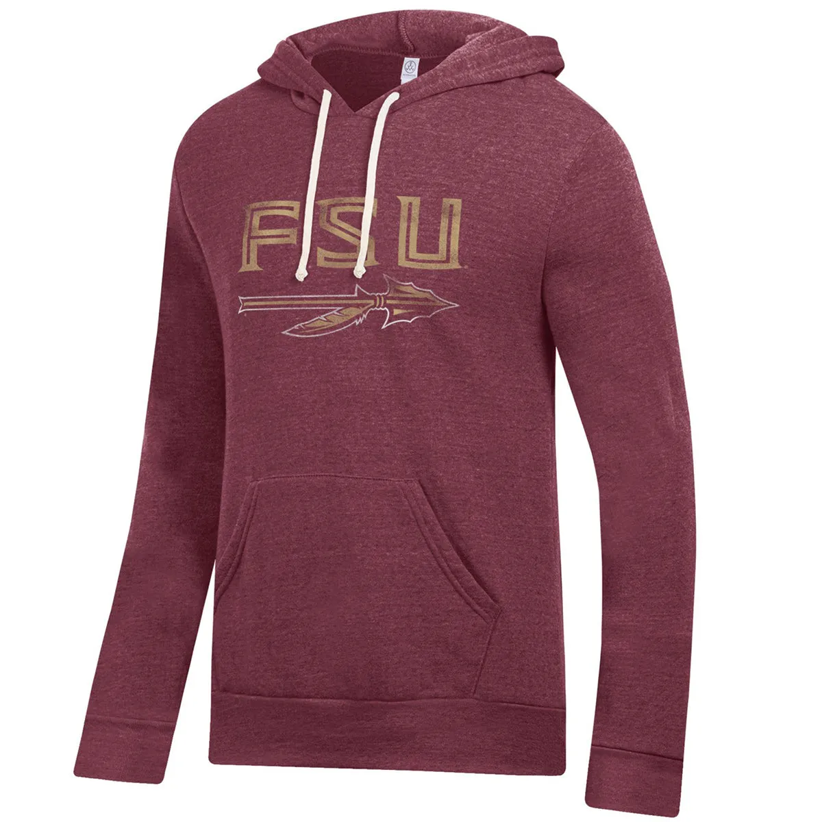 Alternative Apparel Men's FSU Spear Design Lightweight Tri-blend Fleece Hood - True Currant