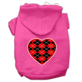 Argyle Heart Red Screen Print Pet Hoodies Bright Pink Size XL (16)