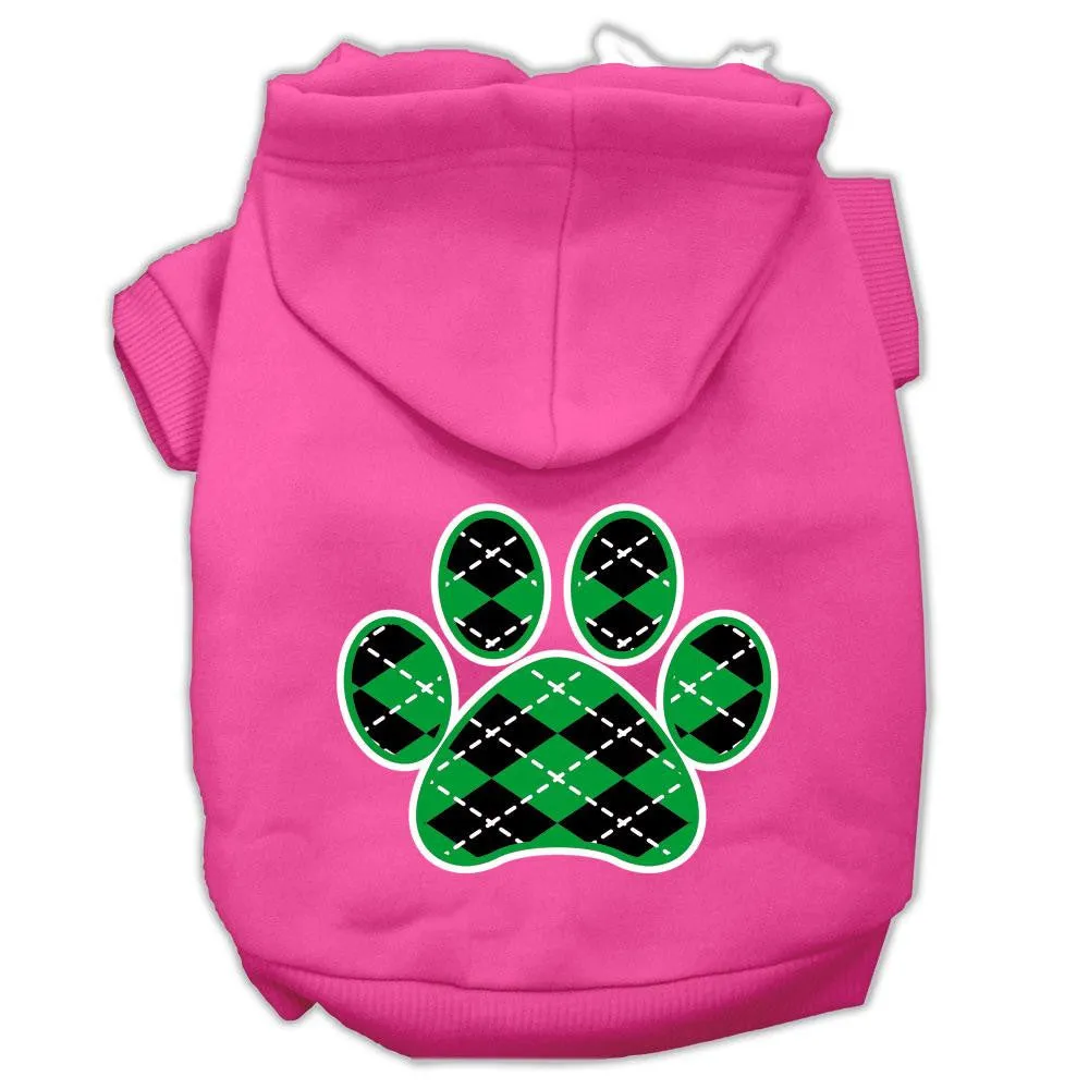 Argyle Paw Green Screen Print Pet Hoodies Bright Pink Size XXL (18)