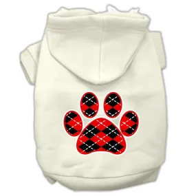 Argyle Paw Red Screen Print Pet Hoodies Cream Size M (12)