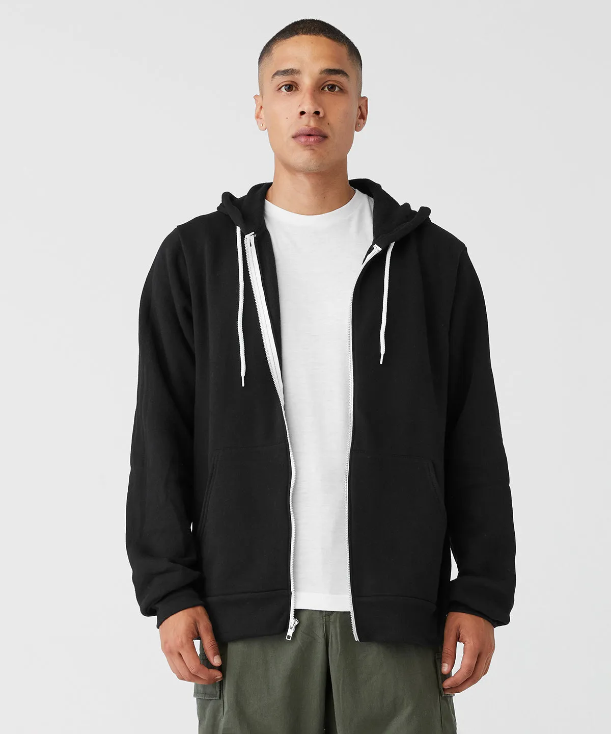 Asphalt - Unisex polycotton fleece full-zip hoodie