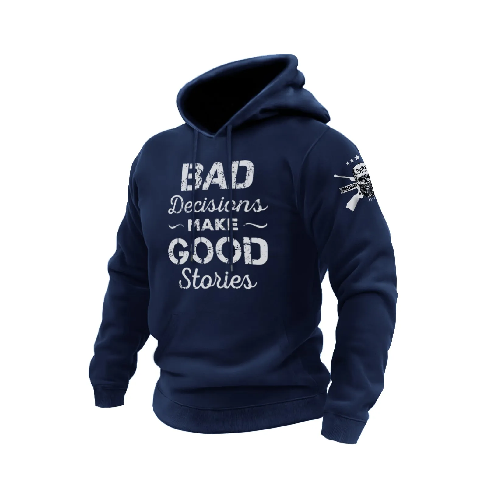 BAD DECISIONS MAKE GOOD STORIES COTTON GRAPHIC HOODIE