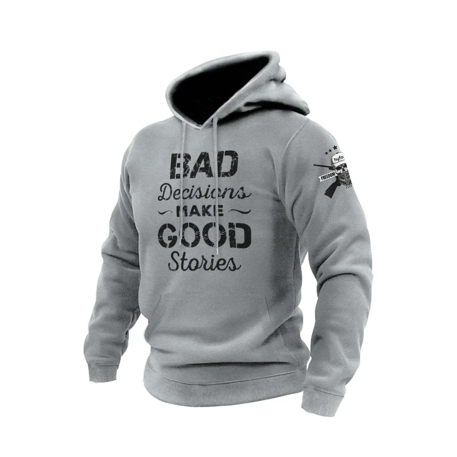 BAD DECISIONS MAKE GOOD STORIES COTTON GRAPHIC HOODIE