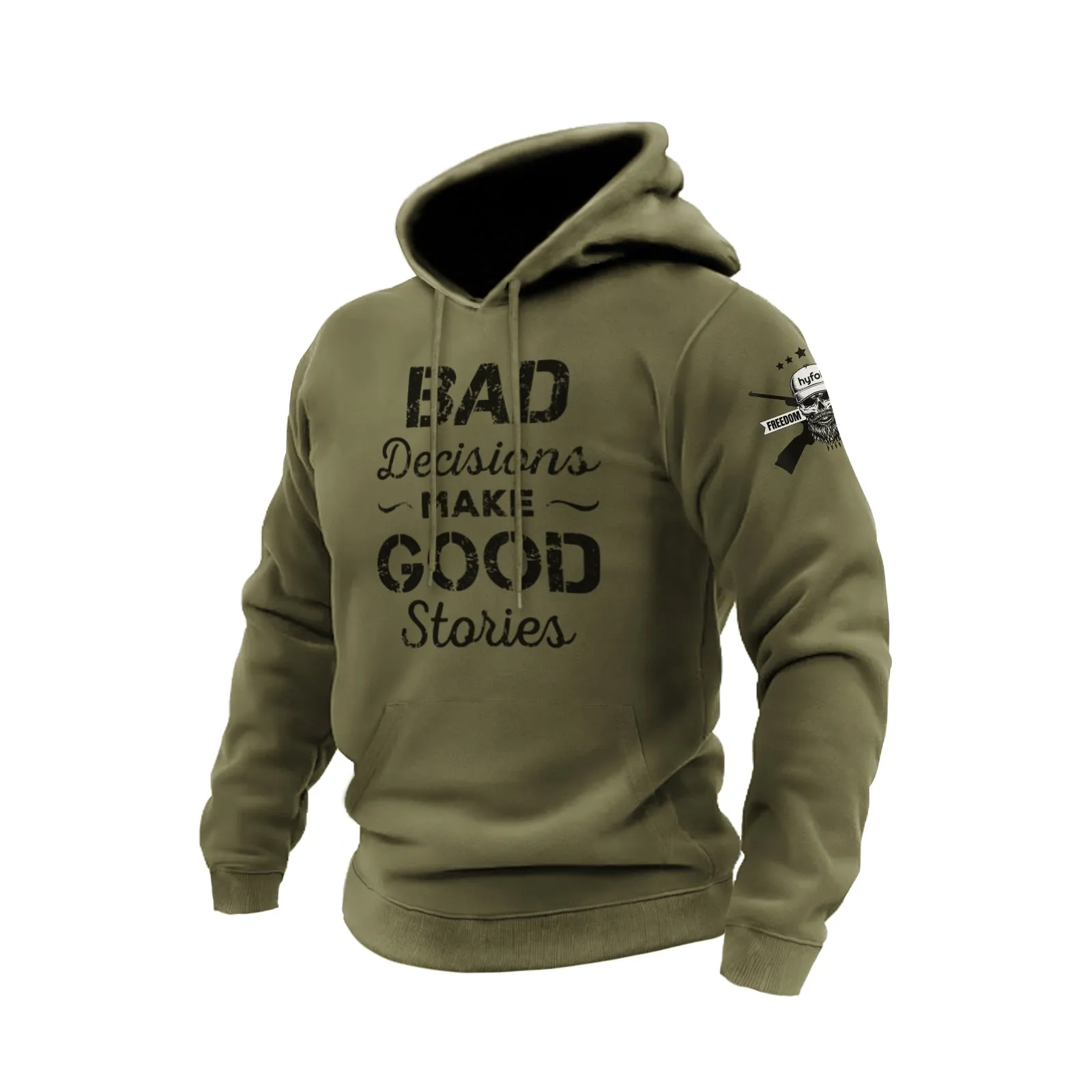 BAD DECISIONS MAKE GOOD STORIES COTTON GRAPHIC HOODIE