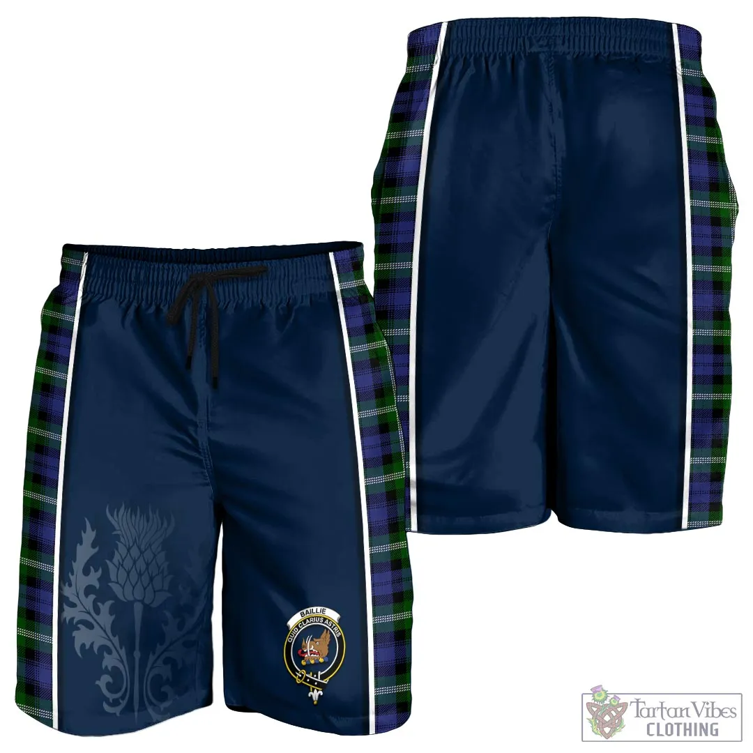 Baillie (Bailey) Tartan Men's Shorts with Family Crest and Scottish Thistle Vibes Sport Style