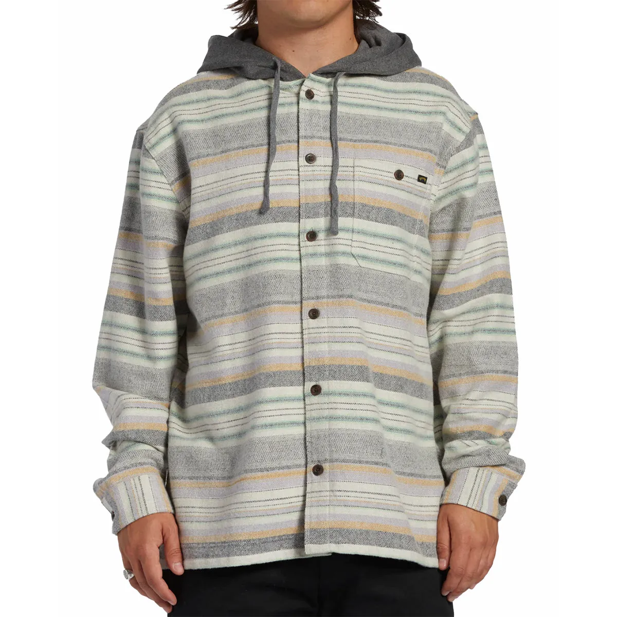 Billabong Baja Hooded Long Sleeve Button-Up Flannel Shirt