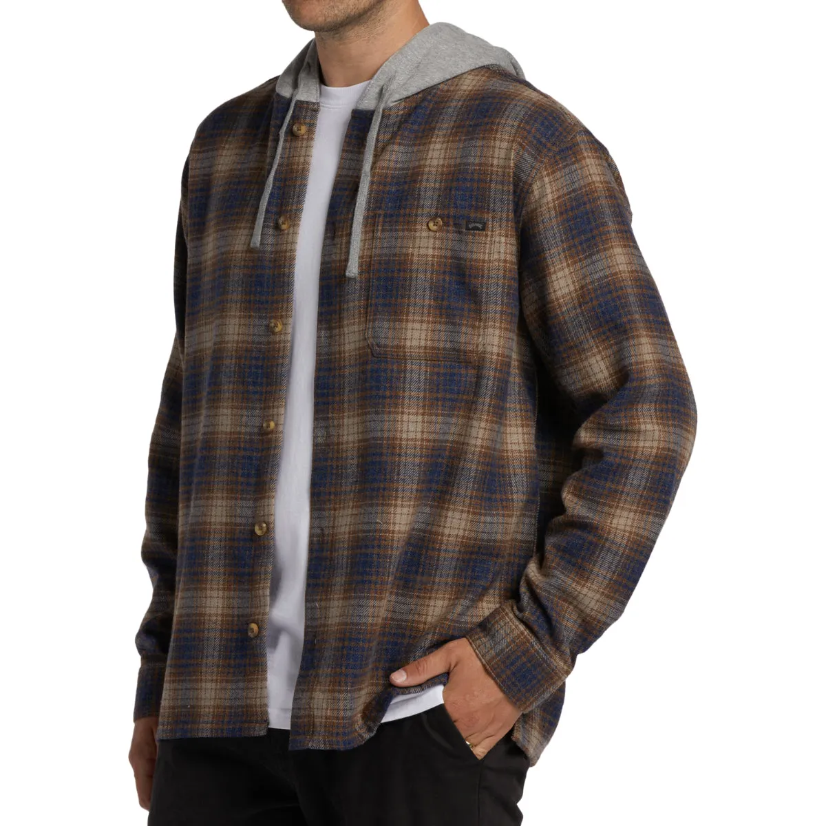 Billabong Baja Hooded Long Sleeve Button-Up Flannel Shirt