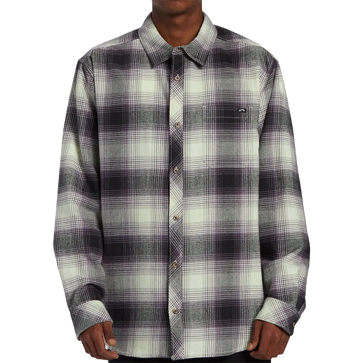 Billabong Coastline Long Sleeve Button-Up Flannel Shirt - Mint Cream