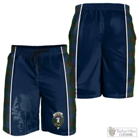 Buchanan Hunting Tartan Men's Shorts with Family Crest and Scottish Thistle Vibes Sport Style