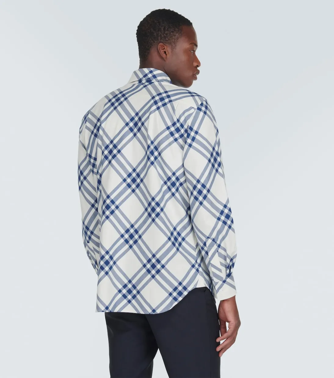 Burberry Check Cotton Flannel Shirt, Blue