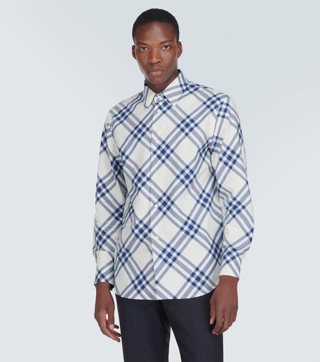 Burberry Check Cotton Flannel Shirt, Blue