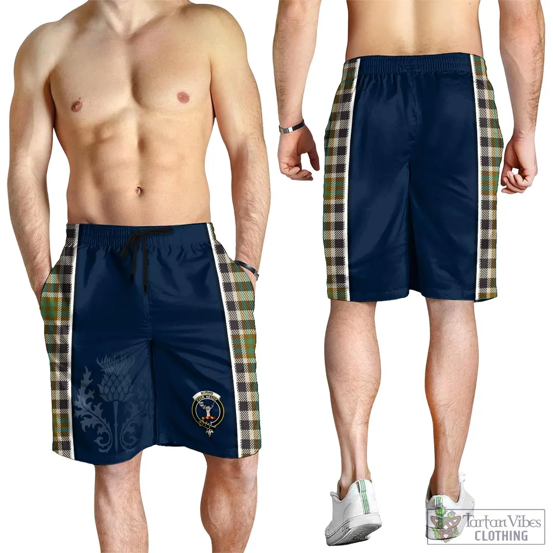 Burns Check Tartan Men's Shorts with Family Crest and Scottish Thistle Vibes Sport Style