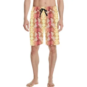 Butterfly and Roses on Geometric Men's Casual Shorts