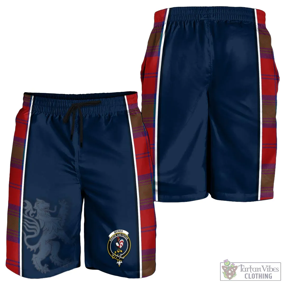 Byres (Byses) Tartan Men's Shorts with Family Crest and Lion Rampant Vibes Sport Style