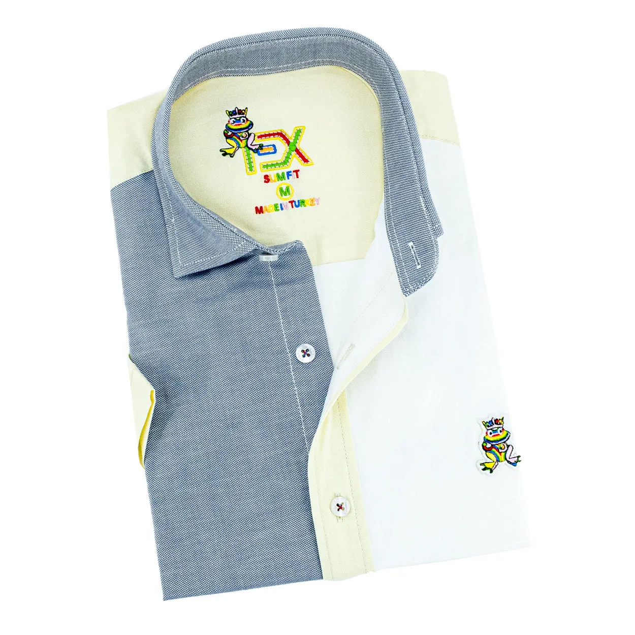 Color Block Oxford FROG Short Sleeve Button Down Shirt - San Juan