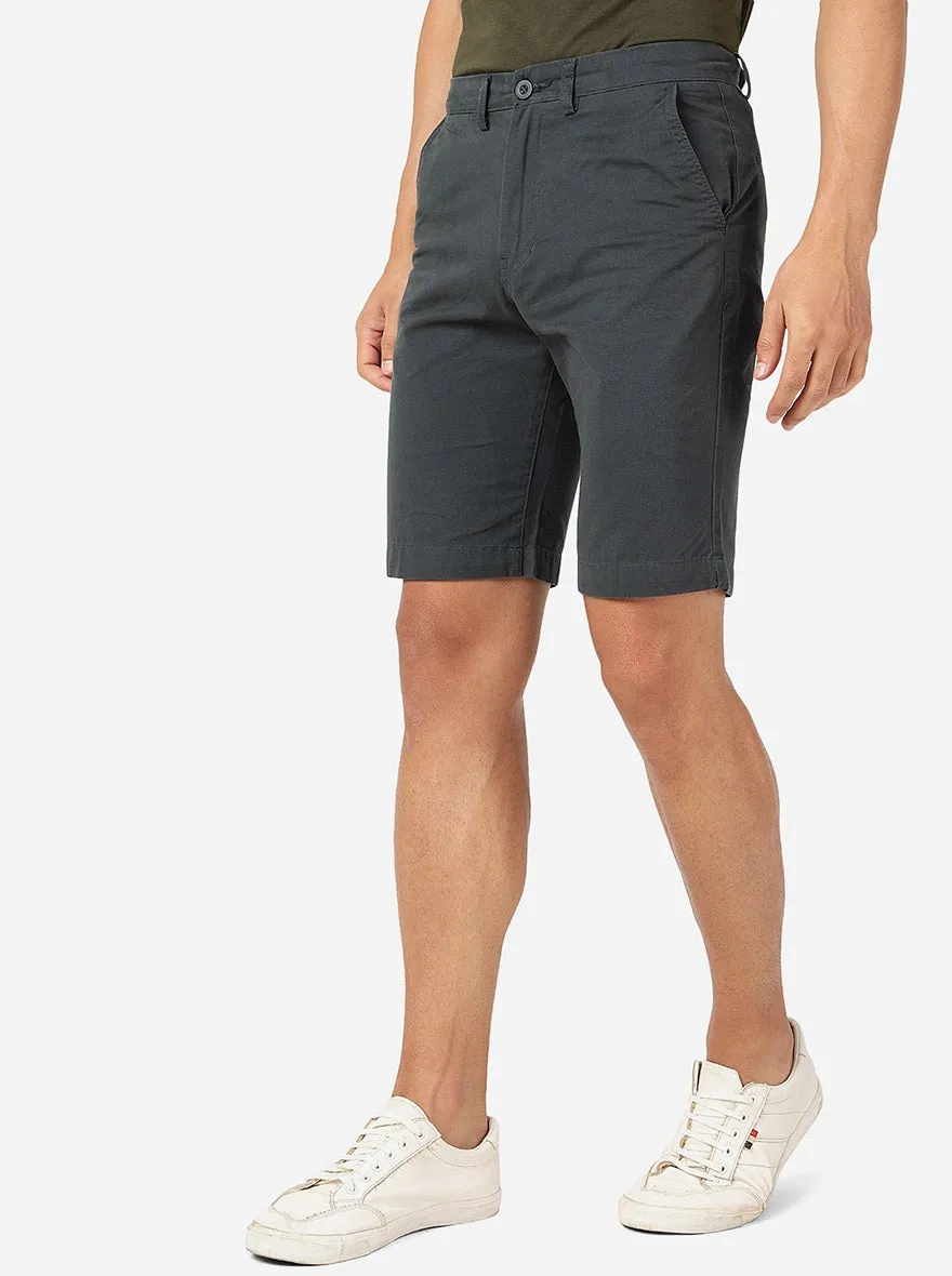 Deep Teal Solid Slim Fit Shorts | JadeBlue