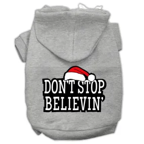 Don't Stop Believin' Screenprint Pet Hoodies Grey Size M (12)