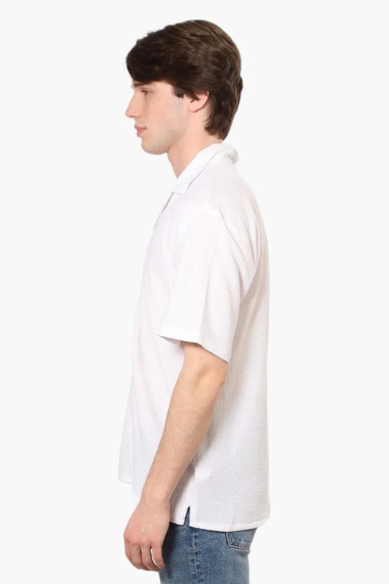 Drill Social Club Camp Collar Textured Casual Shirt - White