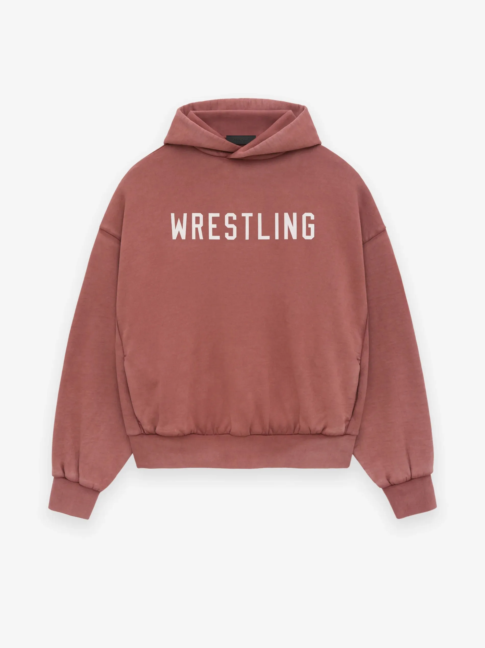 Fear of God Essentials Heavy Fleece Vintage Shrunken Hoodie in Crimson