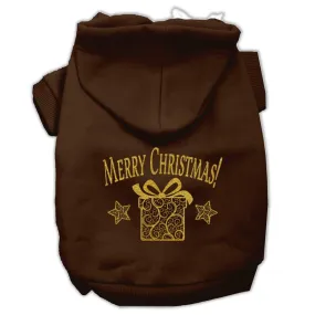 Golden Christmas Present Pet Hoodies Brown Size XS (8)