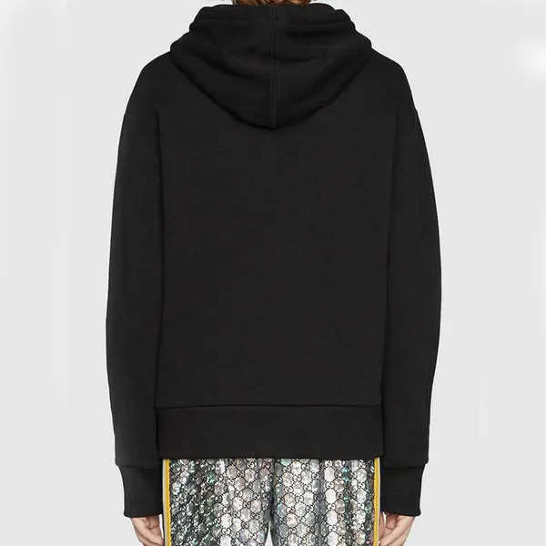 GUCCI Cotton Logo Pullover Hooded Sweatshirt 'Black', black