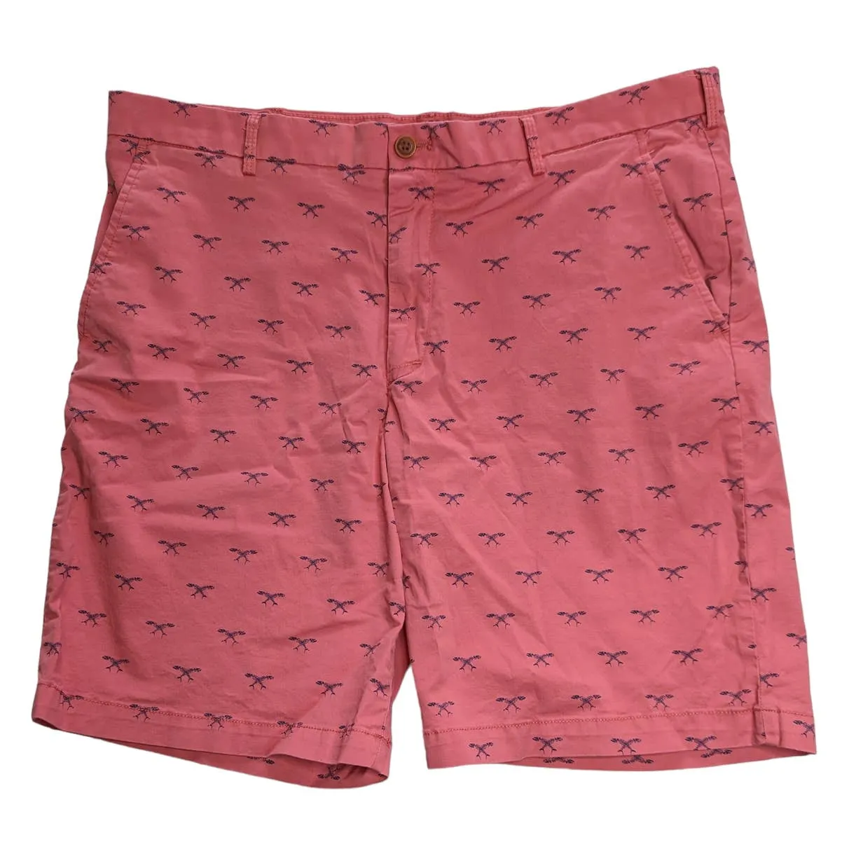 IZOD Saltwater Stretch Salmon Pink Chino Shorts Fish Bones 38 Golf Beach Casual