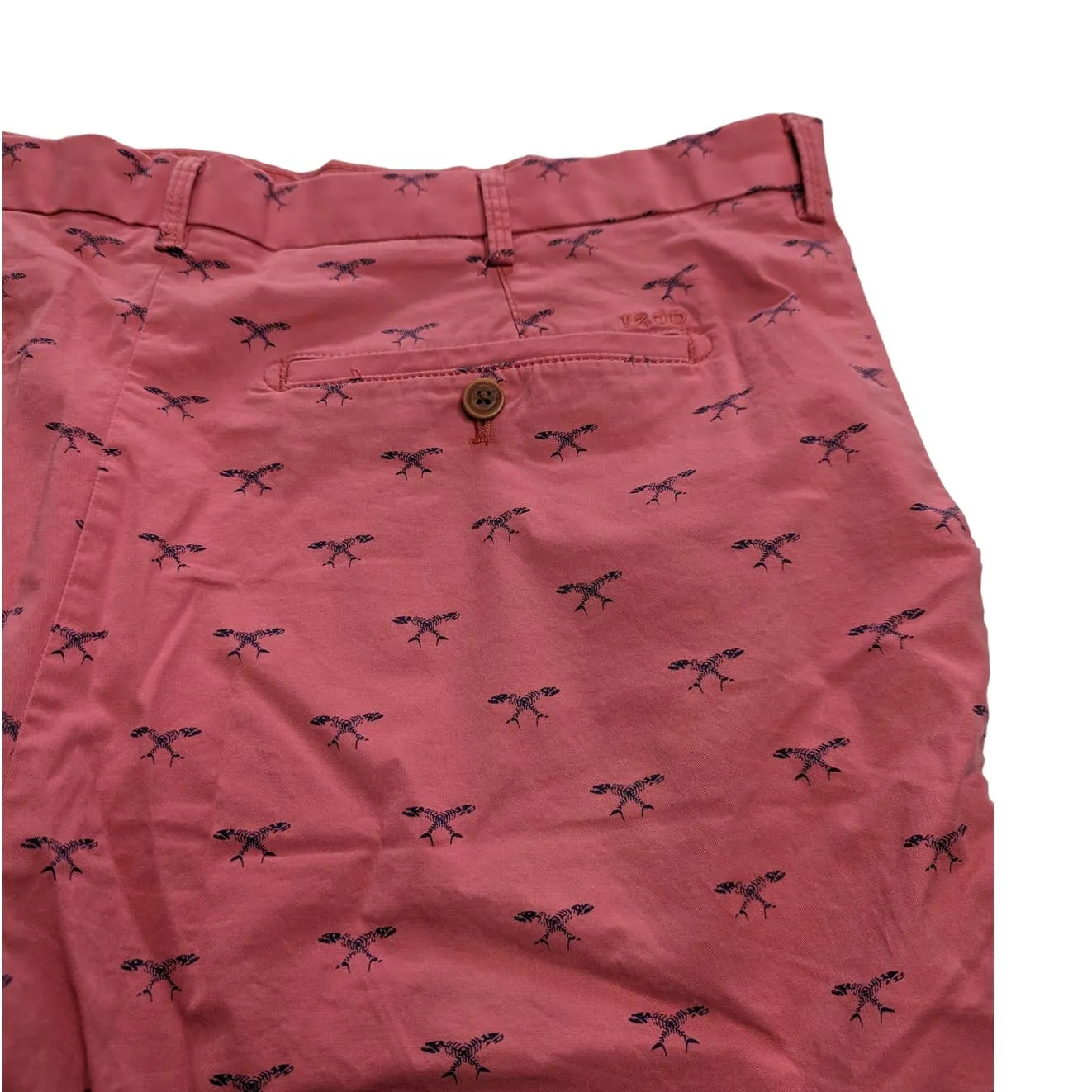 IZOD Saltwater Stretch Salmon Pink Chino Shorts Fish Bones 38 Golf Beach Casual