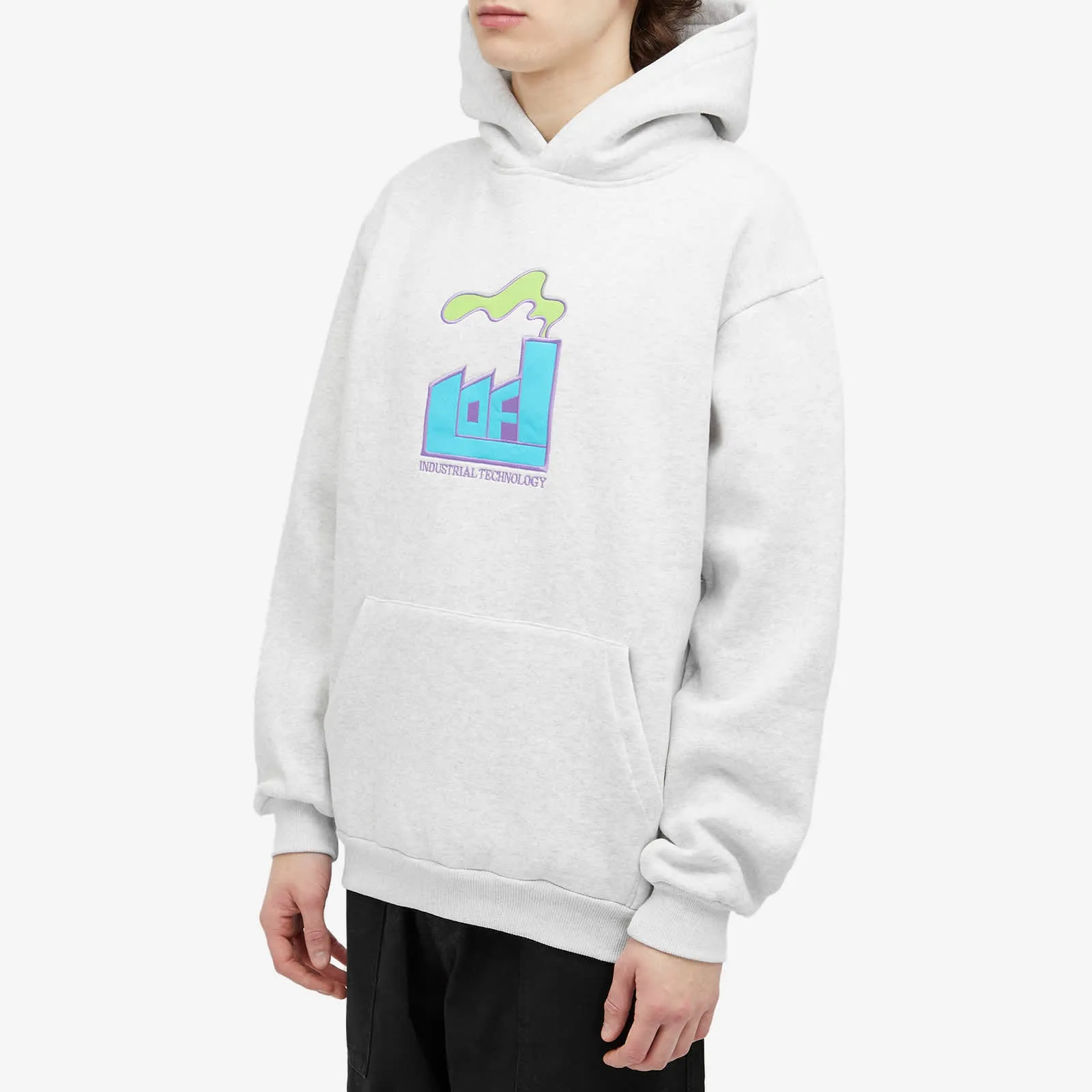 Lo-Fi Plume Applique Hoodie in Ash Gray