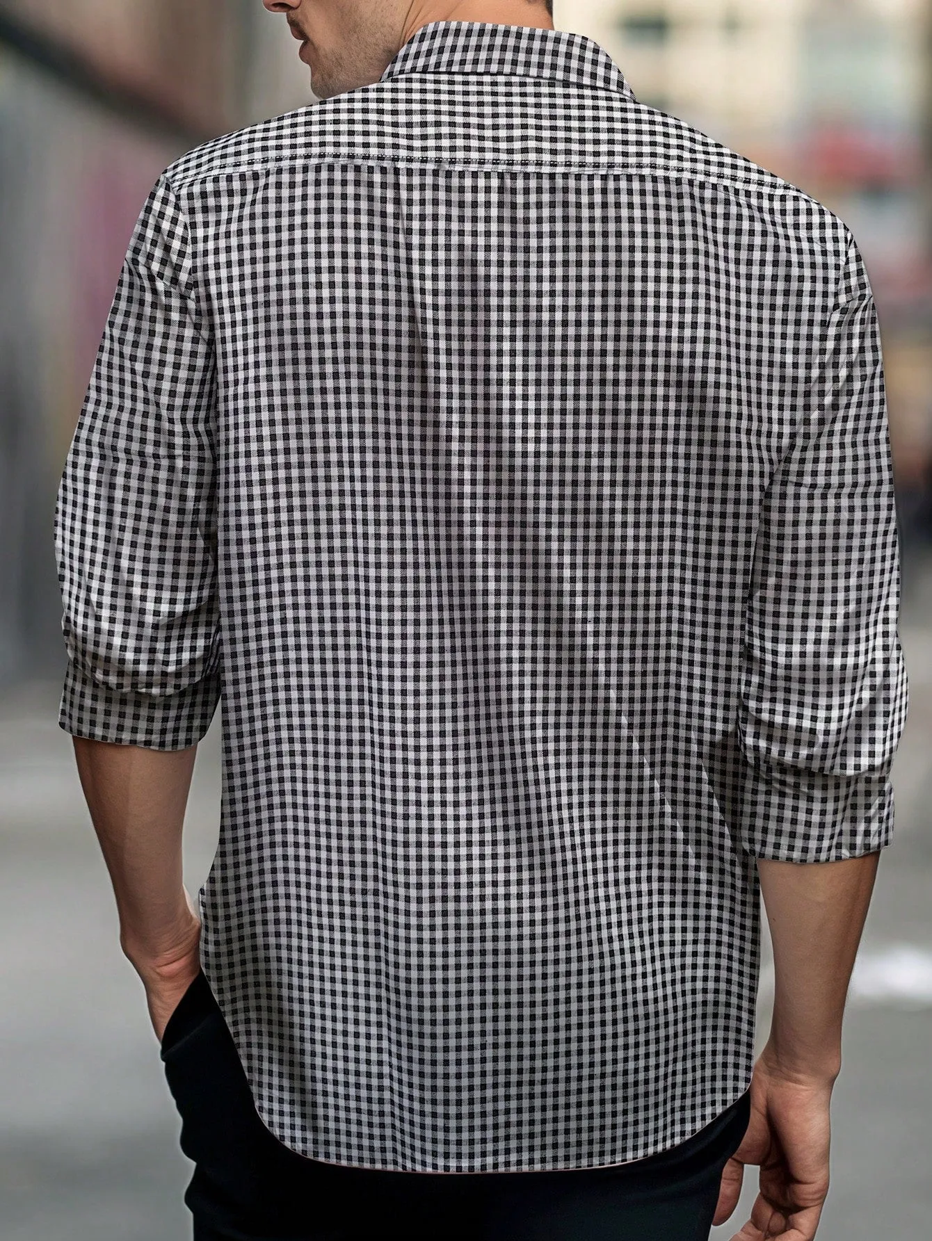 Manfinity Mode Men Gingham Print Button Up Shirt