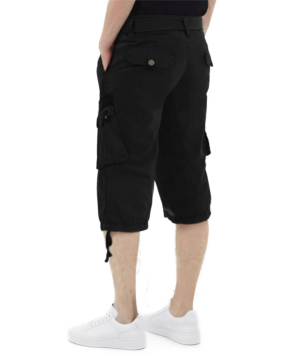 Men's capri cargo shorts with X-Ray belt, black