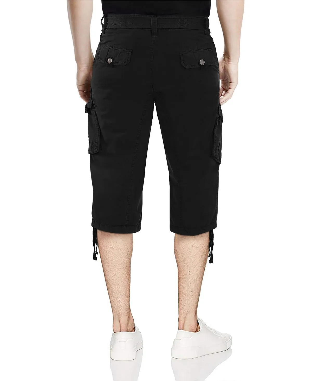 Men's capri cargo shorts with X-Ray belt, black