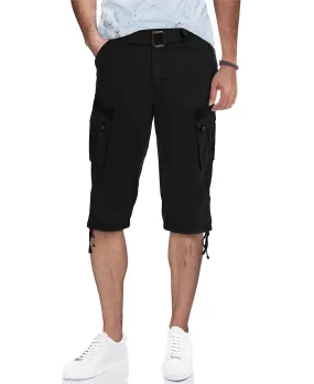 Men's capri cargo shorts with X-Ray belt, black