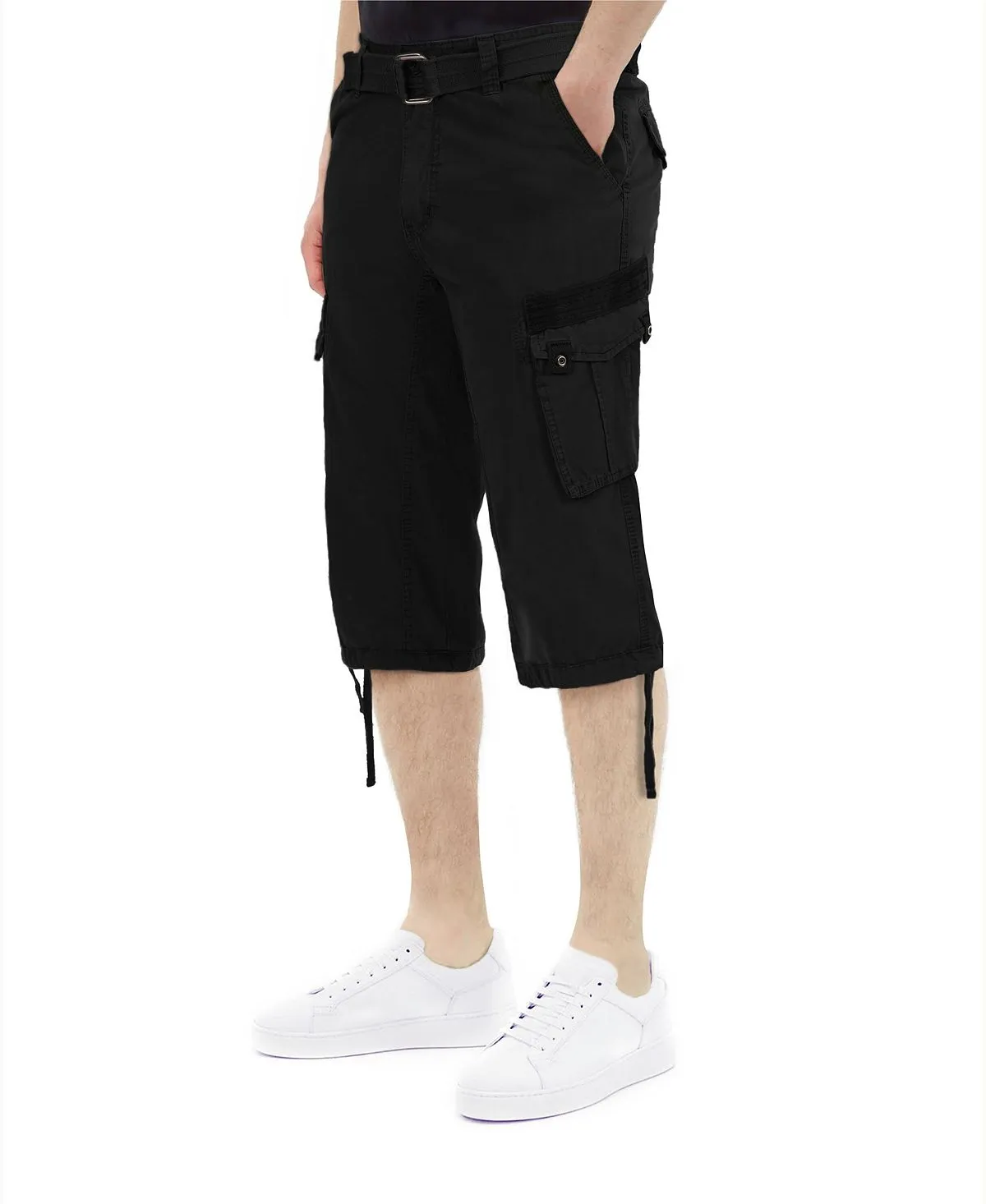 Men's capri cargo shorts with X-Ray belt, black