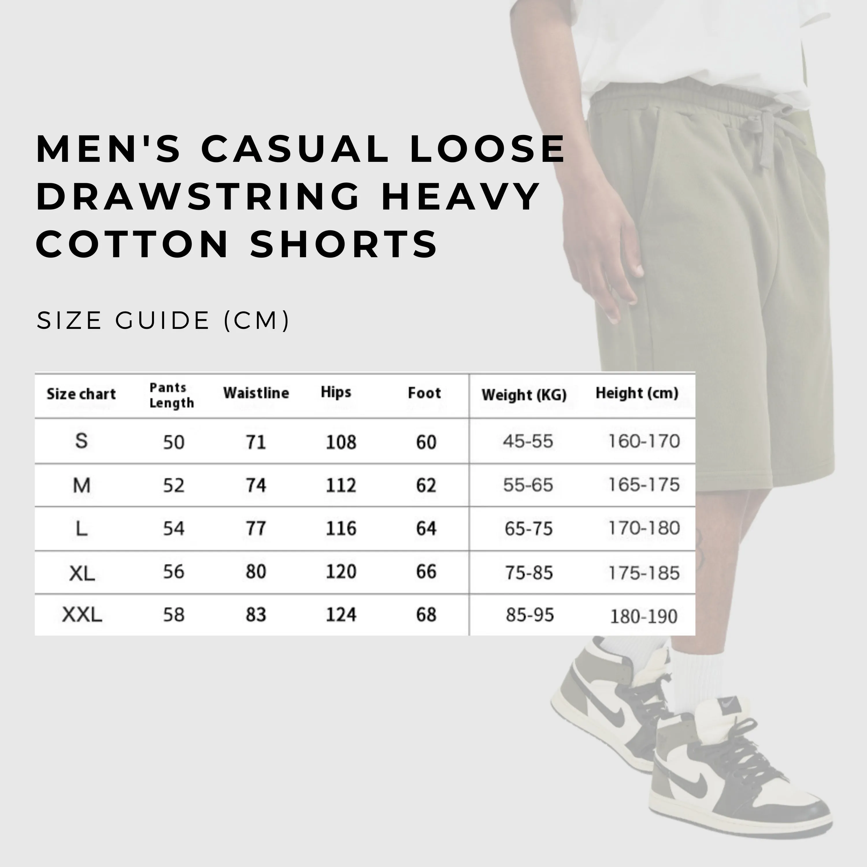 Men's Casual Loose Drawstring Heavy Cotton Shorts