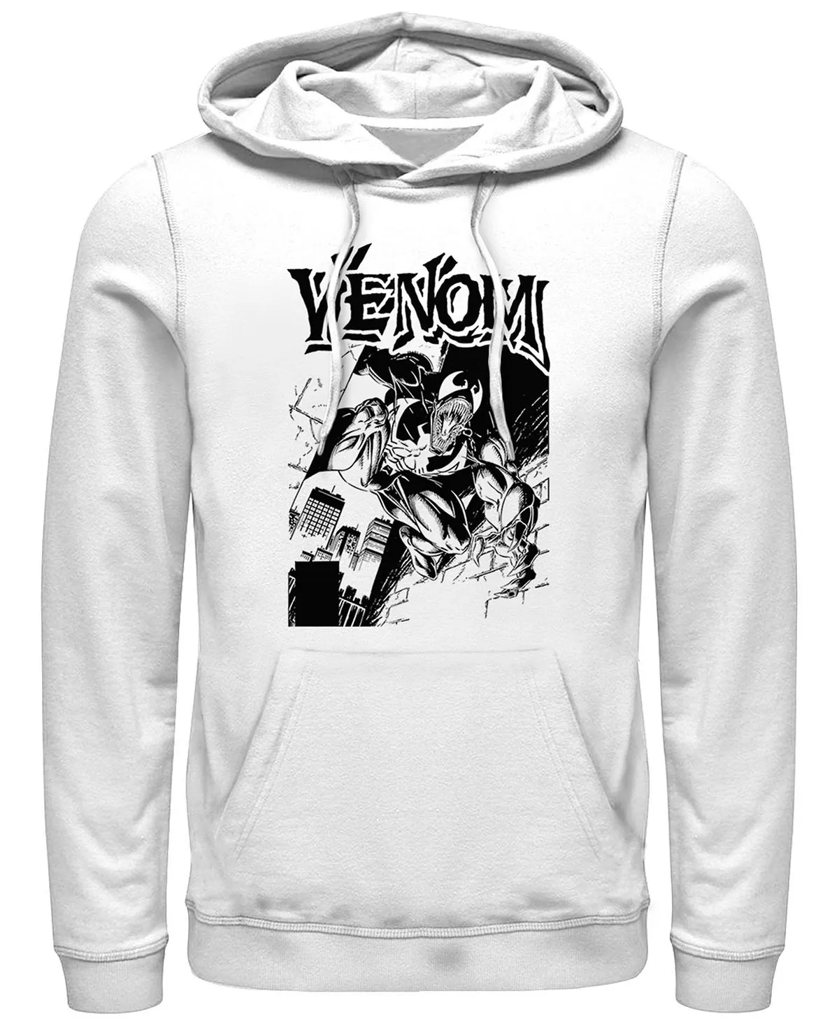 Men's classic marvel comics poster "Venom" Fifth Sun pullover hoodie, white