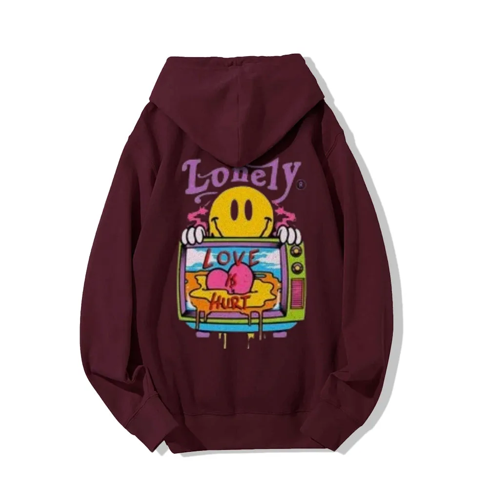 Mens LONELY LOVE HURT Graphic Hoodies