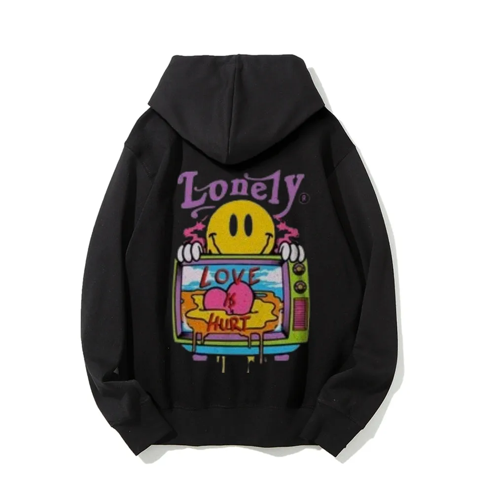 Mens LONELY LOVE HURT Graphic Hoodies