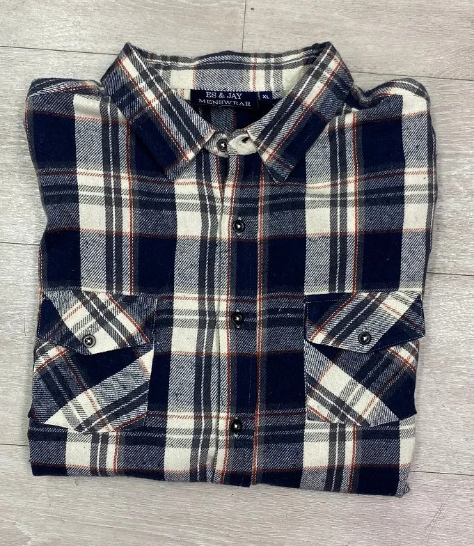 Men's Long Sleeve Brushed Flannel Shirt. Black/Cream. Style 2123