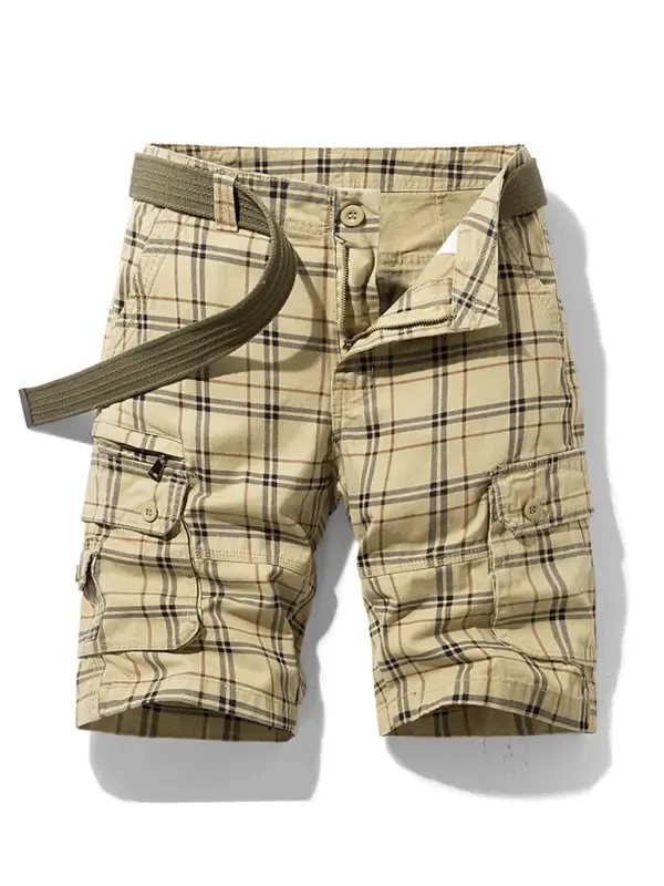 Men's Plaid Slim-fit Mid-Length Comfortable Shorts