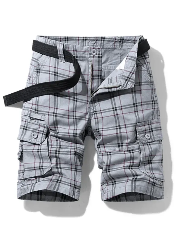 Men's Plaid Slim-fit Mid-Length Comfortable Shorts