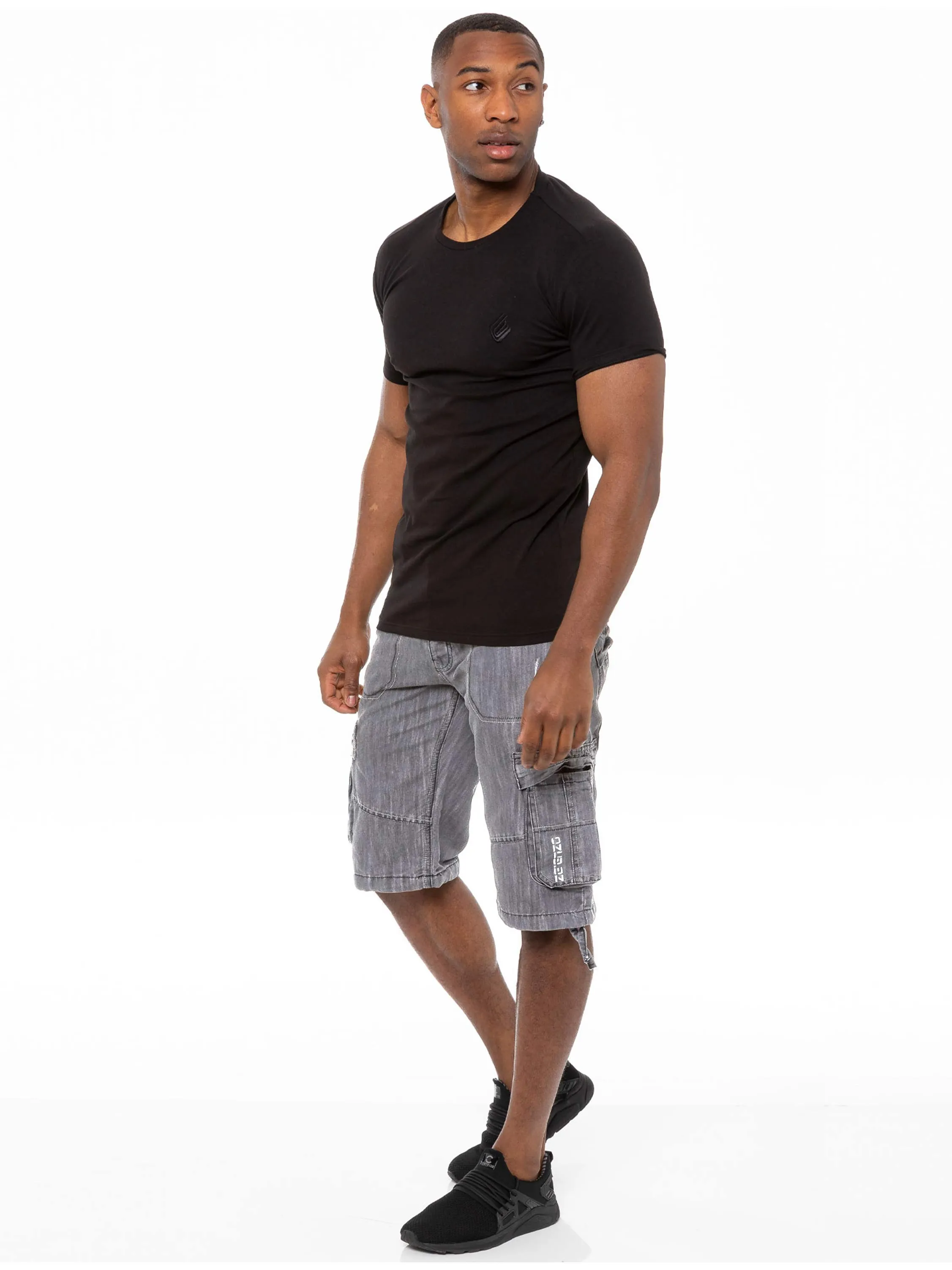 Mens Raw Combat Cargo Denim Shorts | Enzo Designer Menswear