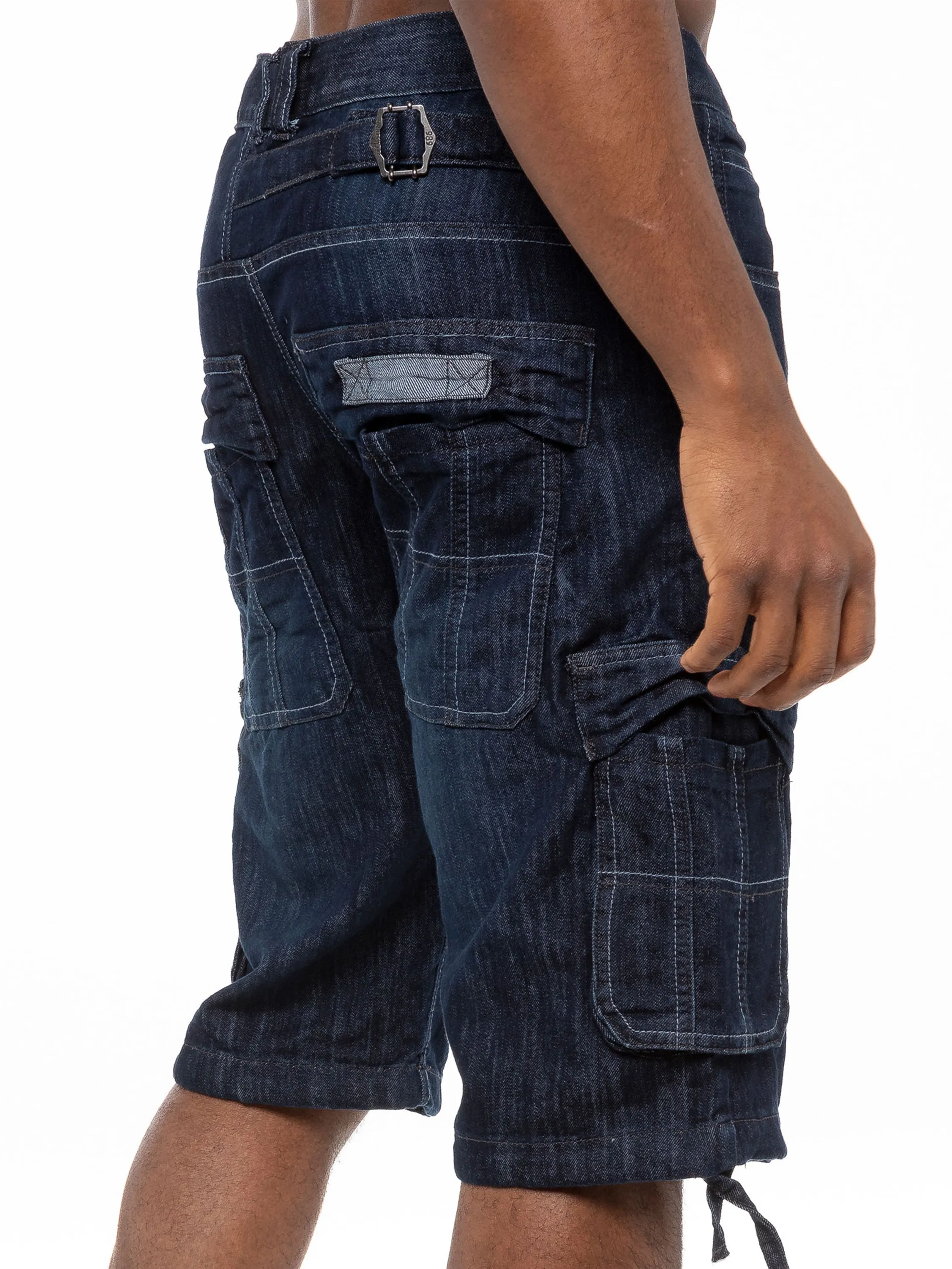 Mens Raw Combat Cargo Denim Shorts | Enzo Designer Menswear