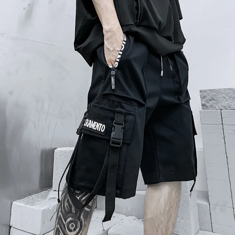 Mens Shorts Loose Summer Cargo Pants Shorts Jogger Streetwear Hip Hop Punk Sport Sweatshorts Techwear Fashion Casual Clothing