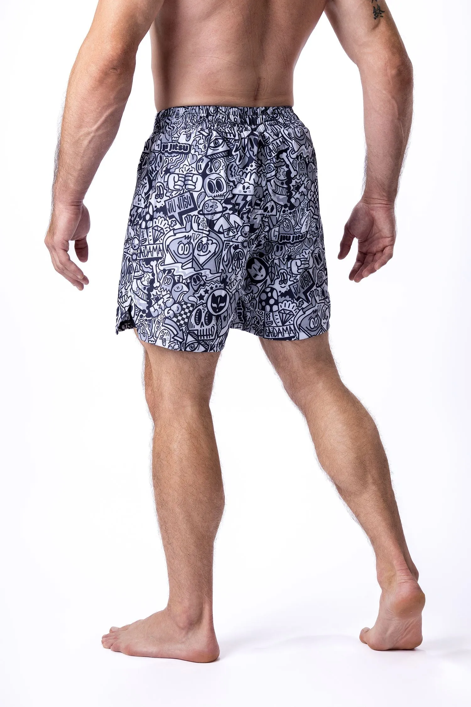 Men's Wotto Doodle Art Wear Jiu Jitsu Board Shorts