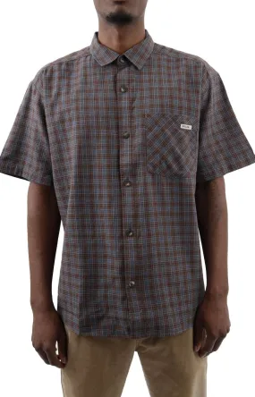 Mitchell Poplin Button-Up Shirt - Brown/Blue