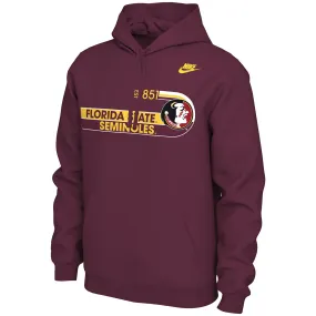 Nike Men's Vault Seminole Logo Florida State Seminoles Design Club Fleece Hood - Garnet