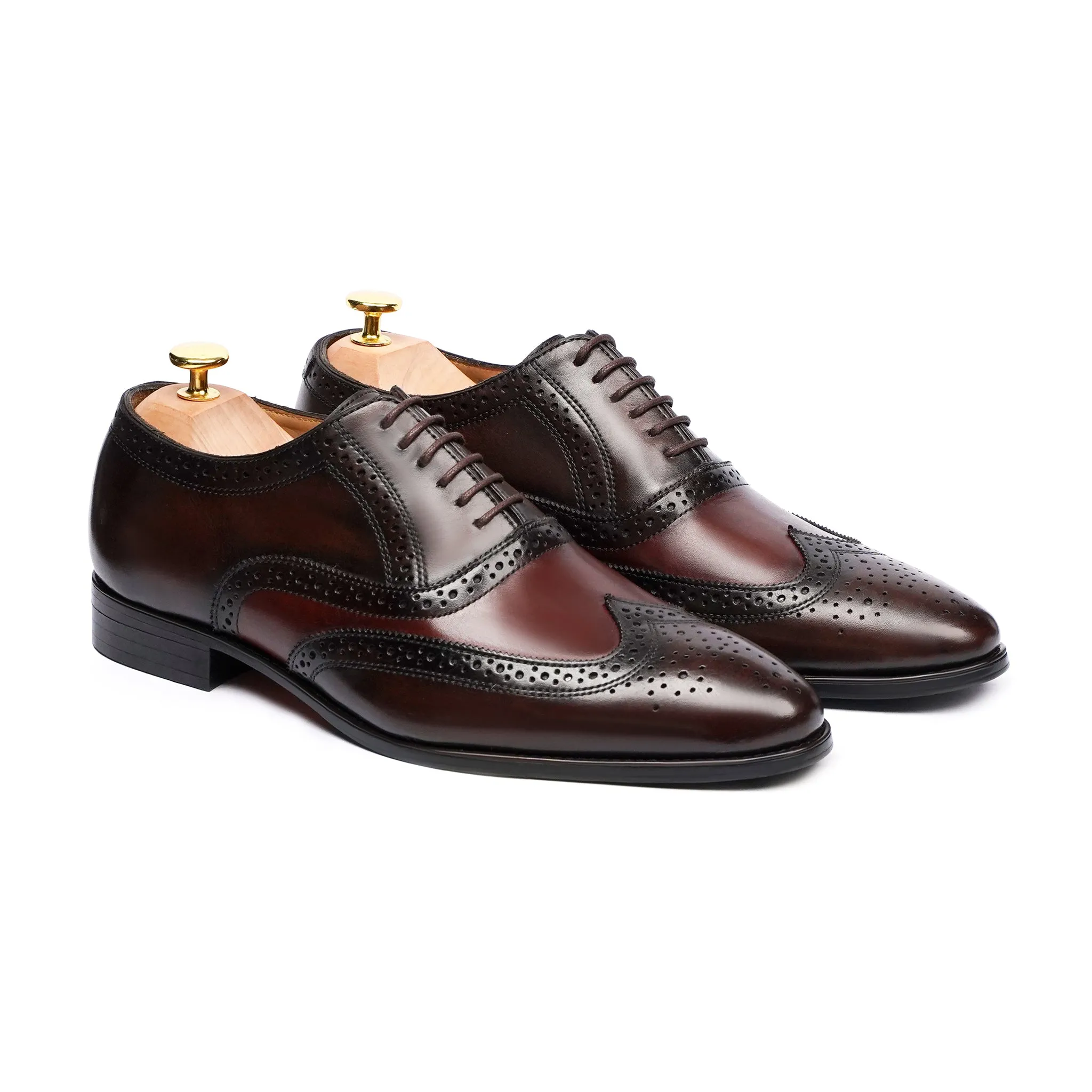 Northa - Men's Burnished Brown Burgundy Calf Leather Oxford Shoe