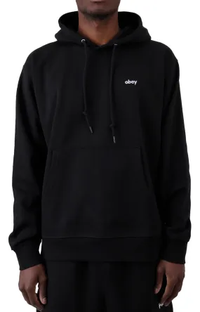 Obey Logo Embroidered Fleece Pullover Hoodie - Black